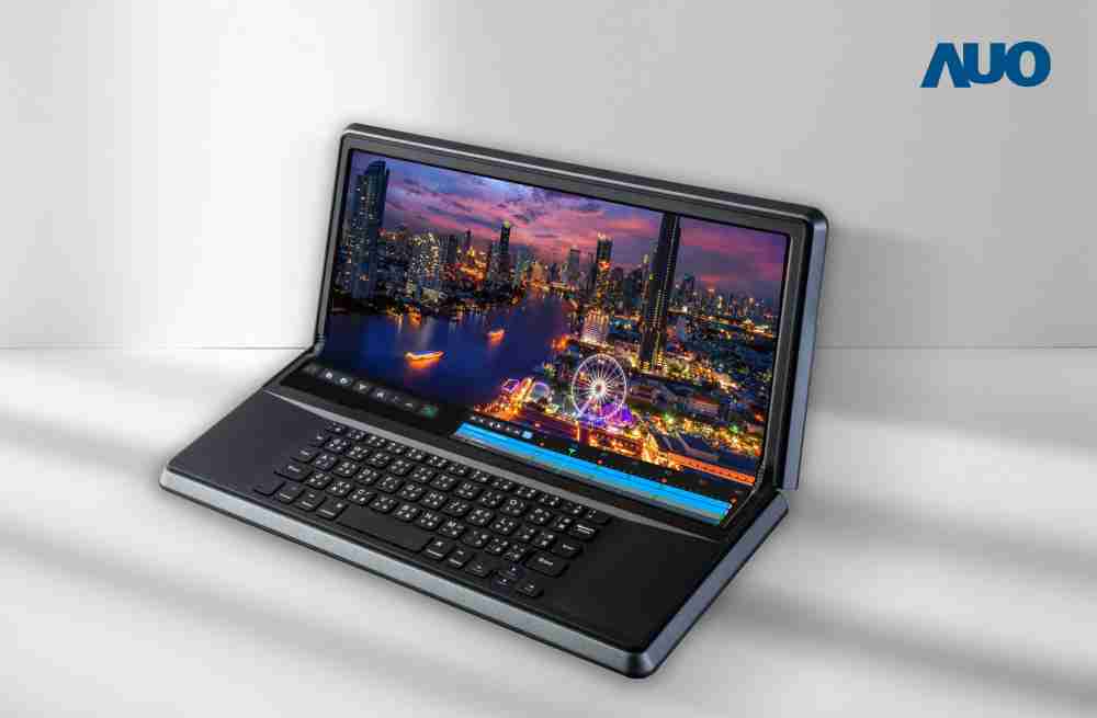 汇旺支付14.6吋Micro LED折迭显示屏幕，，搭配半径4mm的弯折绞炼，，以及高画素、、高亮度、、、、高对比度的显示技术特点，，，，即便在大视角下仍保有绝佳色相与亮度