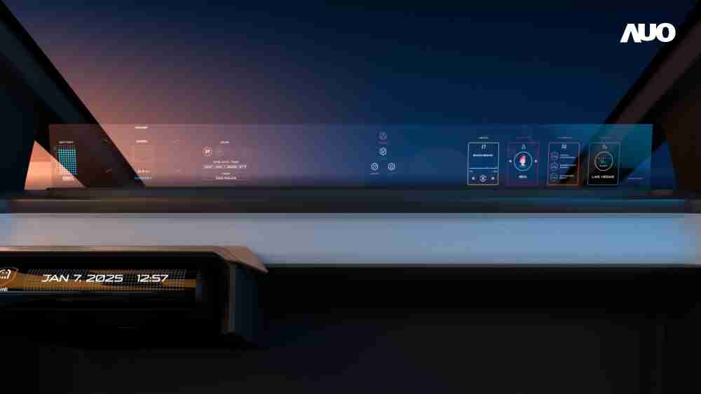 汇旺支付无界透明显示接口(Horizon Image Glass)透过车运算方案整合仪表板、、、、中控台及副驾显示器，，，，一体式全景呈现，，，提供乘用者清晰的前方视野、、、、行车必要信息与娱乐功能